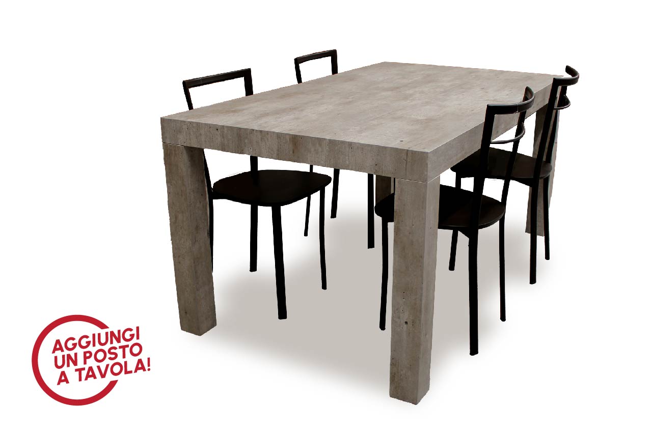 Il tavolo allungabile VERONA è composto da una struttura e piano in legno color cemento.